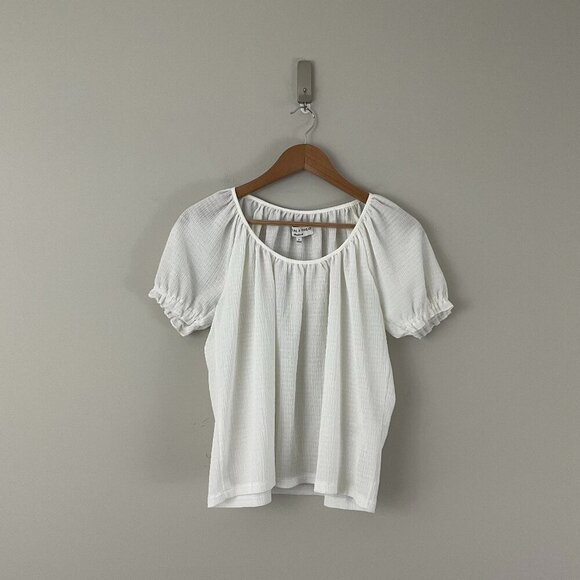 Madewell Texture & Thread Peasant Top in Bright Ivory Size Small - Picture 1 of 5